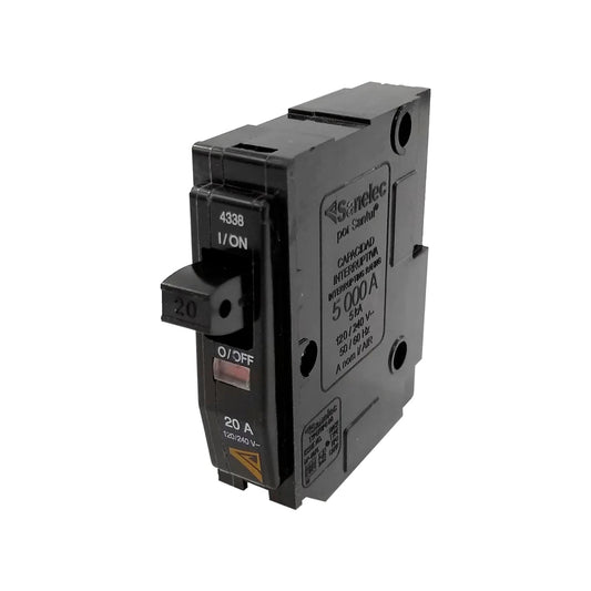 Breaker termomagnético Sanelec Santul negro 20A 120/240V, 5kA de capacidad interruptiva