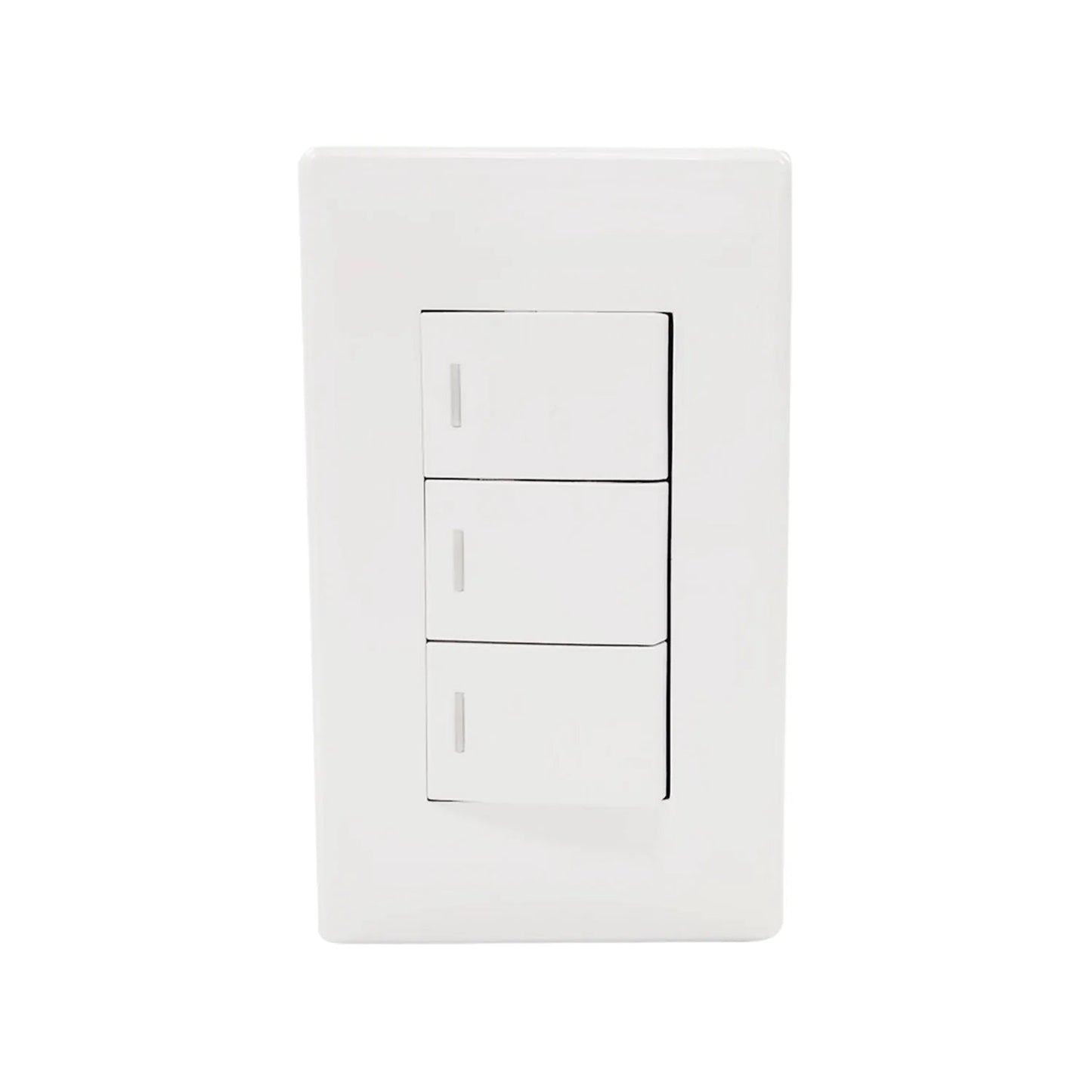 Placa triple de apagadores de luz blanca, 3 interruptores individuales para instalación eléctrica