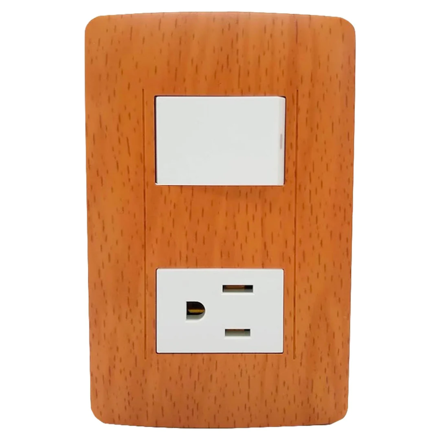 Placa 1 apagador/1 contacto Sanelec 4511 wooden toscana