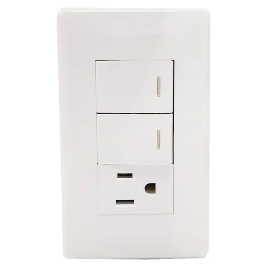 Placa 2 apagadores/1 contacto blanca Sanelec 4514 italia