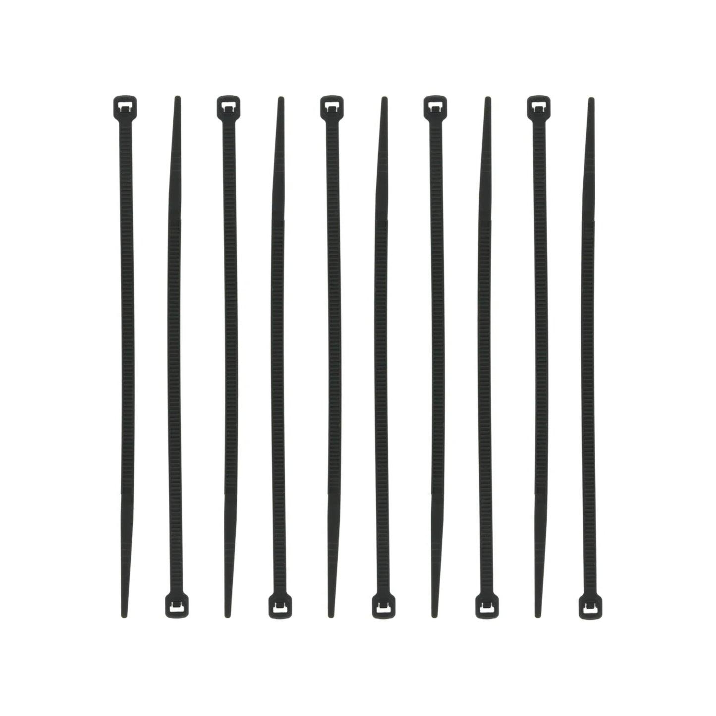 Cinchos negros de plástico, paquete de 10 piezas, para organización de cables y sujetacables.