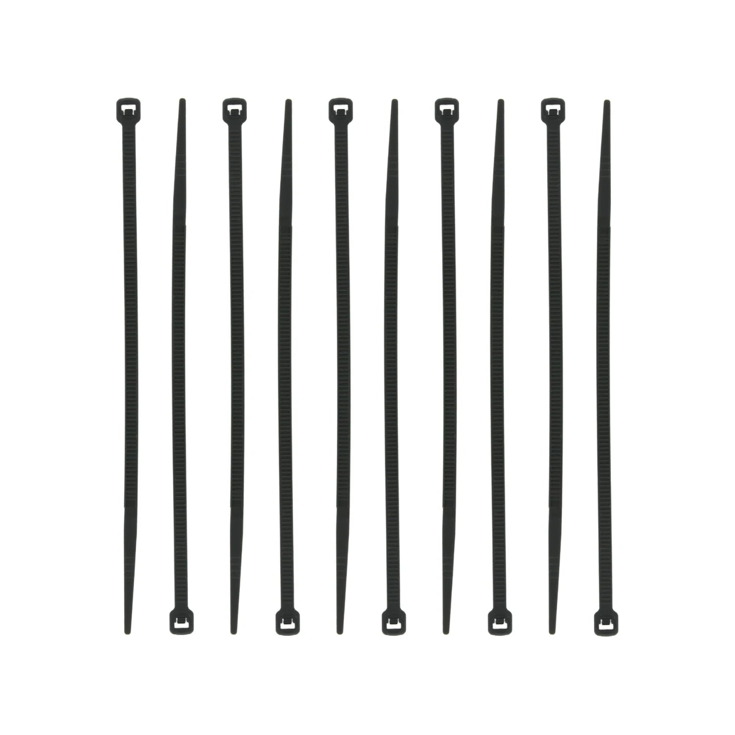 Cinchos negros de plástico, paquete de 10 piezas, para organización de cables y sujetacables.