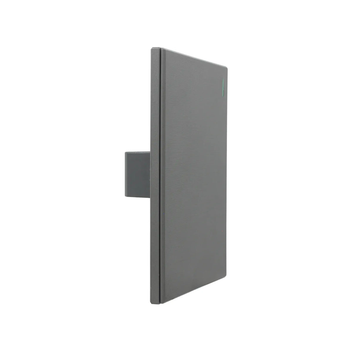Interruptor de luz minimalista gris antracita con indicador LED verde para instalaciones eléctricas modernas