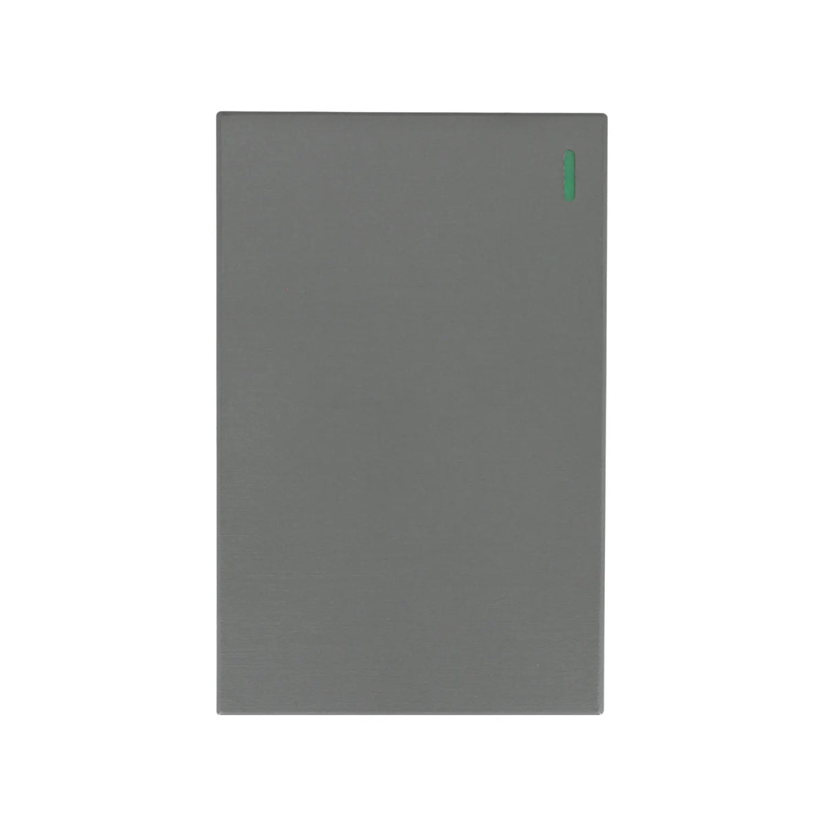 Interruptor de luz táctil gris con luz indicadora LED verde para instalaciones eléctricas y domótica moderna.