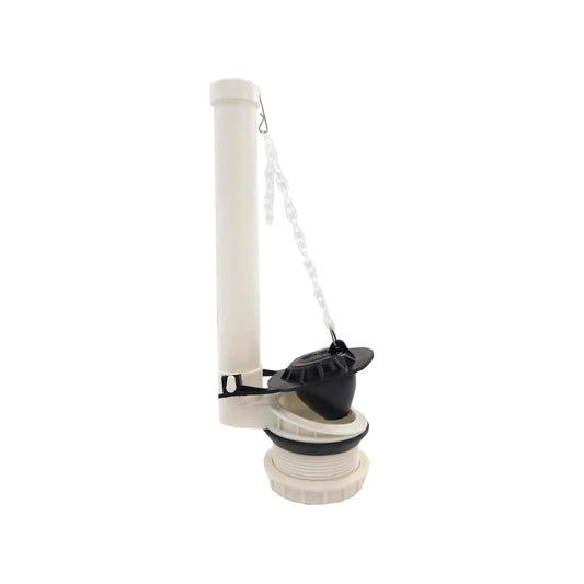 Válvula de descarga para inodoro, herraje de WC blanco con flapper negro y rebosadero