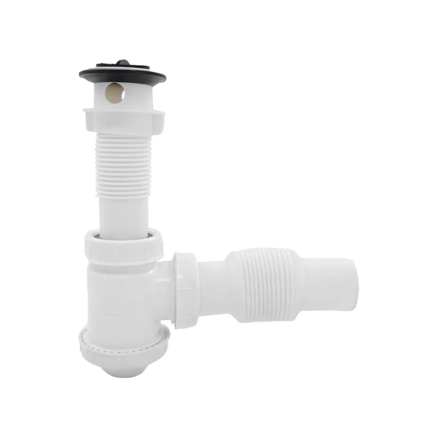Cespol flexible blanco para lavabo con trampa y desagüe push pop up de plástico