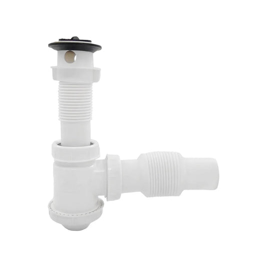 Cespol flexible blanco para lavabo con trampa y desagüe push pop up de plástico