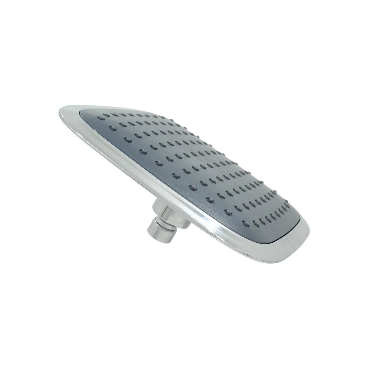 Regadera cuadrada de 8 pulgadas ABS, acabado cromo brillante y panel gris, ideal para ducha de baño.