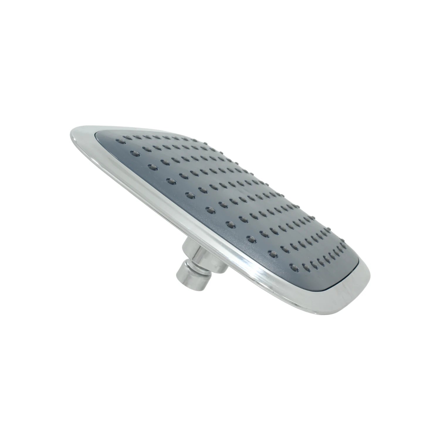 Regadera cuadrada de 8 pulgadas ABS, acabado cromo brillante y panel gris, ideal para ducha de baño.