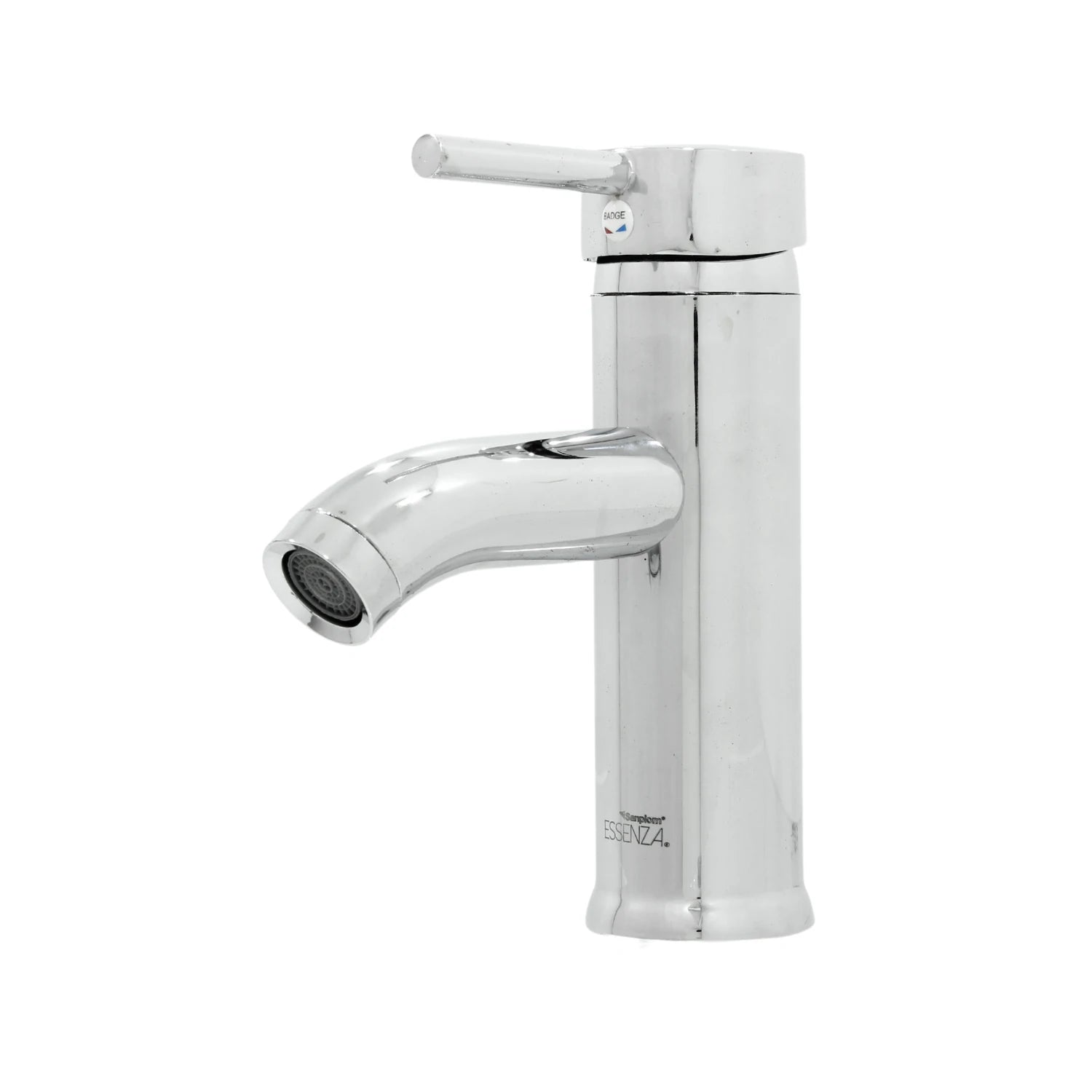 Grifo mezclador monomando cromado Essenza para lavabo con palanca de control de agua.