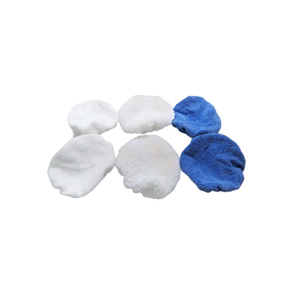 Set de 6 pads de microfibra para pulir y limpiar, 3 blancos y 3 azules, compatible con pulidoras