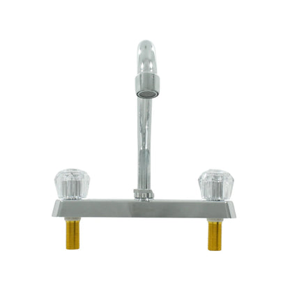 Mezcladora de fregadero cromada con doble maneral acrílico transparente para cocina