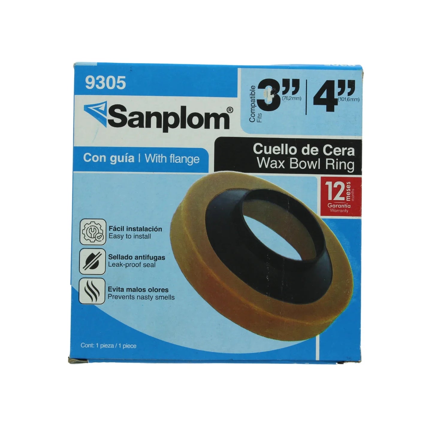 Cuello de cera para baño/WC con guía Sanplom 9305