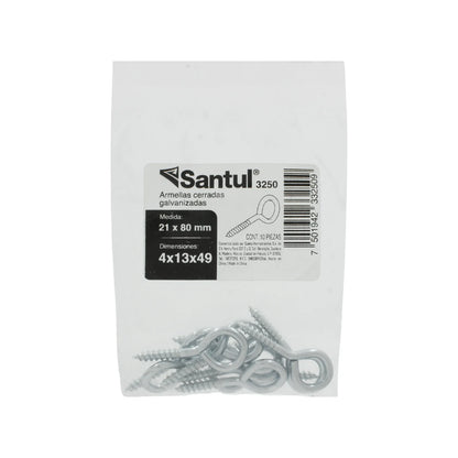 Armella cerrada 21x80 (10 piezas) Santul 3250