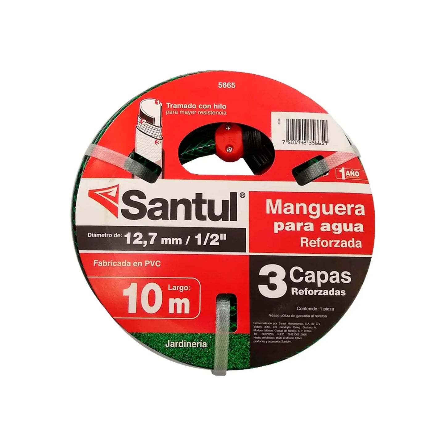 Manguera tramada 1/2"x10 m tricapa Santul 5665