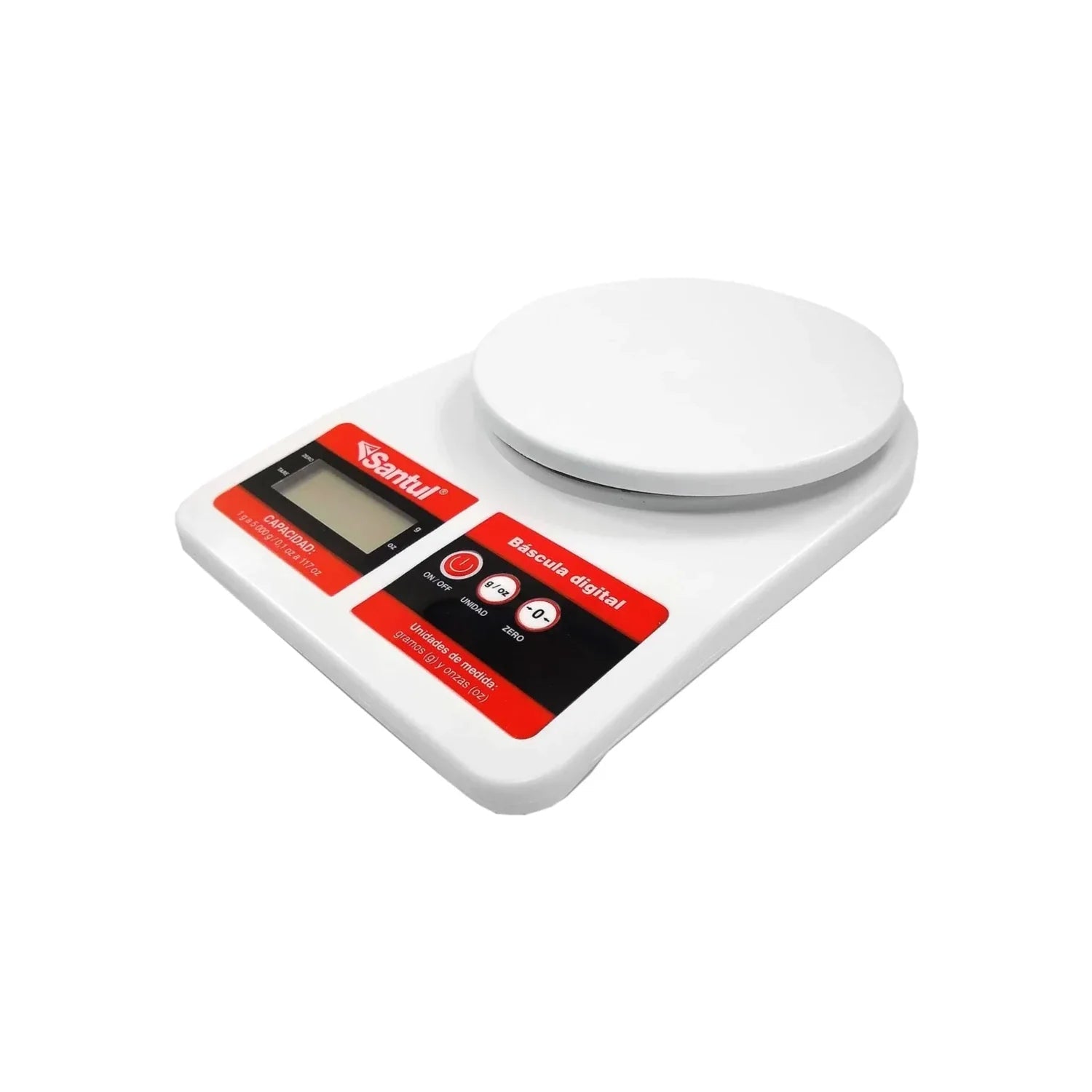Báscula digital de cocina Santul blanca 5 kg con capacidad de 1g a 5000g para alimentos y repostería