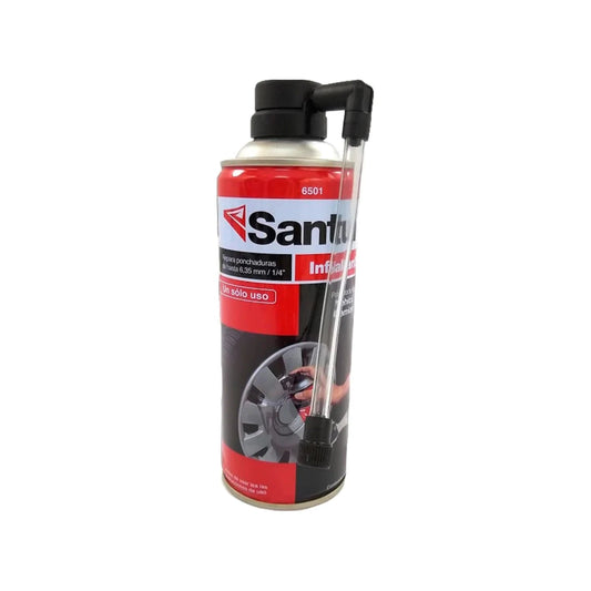 Inflallantas Santul 6501 aerosol rojo para reparar ponchaduras de hasta 6.35 mm en neumáticos de vehículo