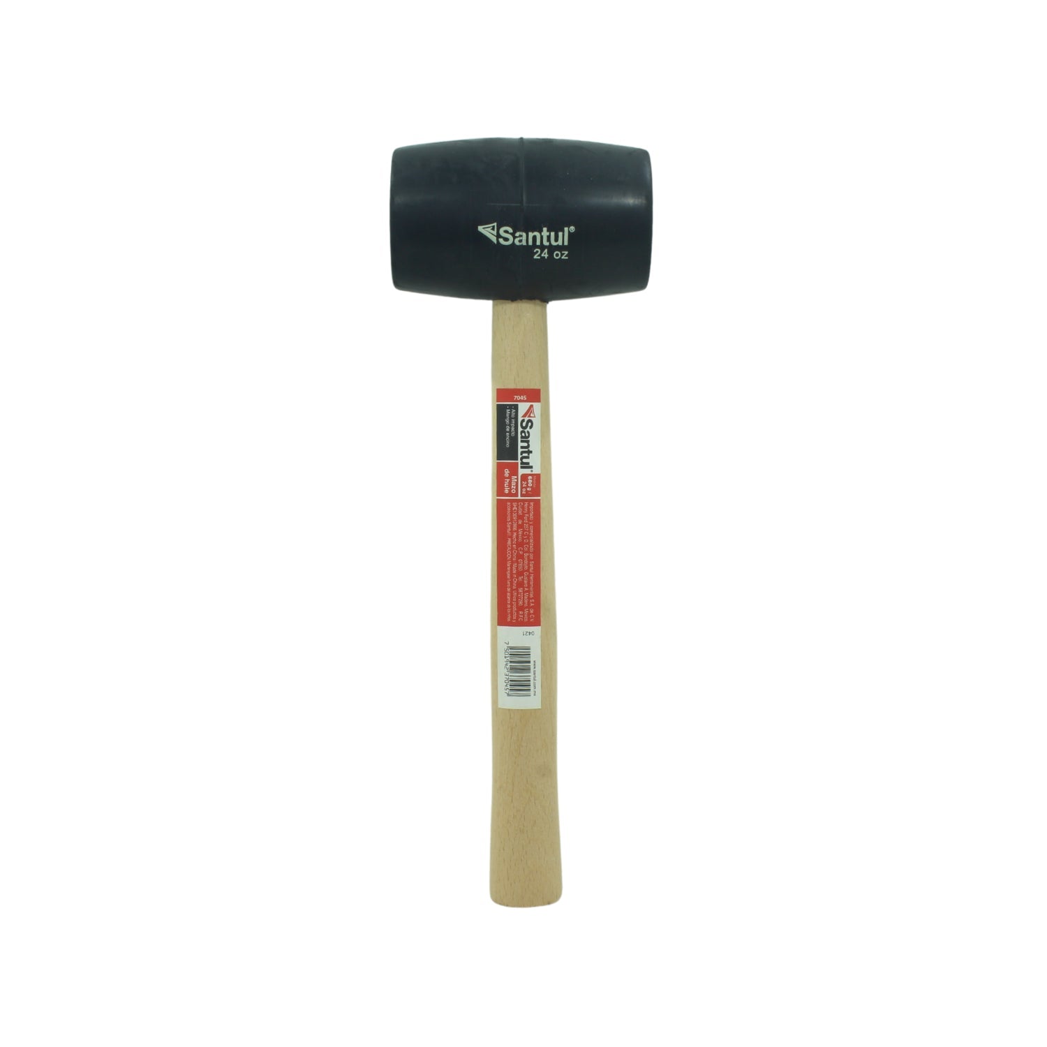 Mazo de hule Santul negro 24 oz con mango de madera para golpes suaves y trabajos delicados