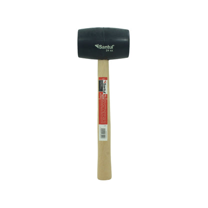 Mazo de hule Santul negro 24 oz con mango de madera para golpes suaves y trabajos delicados