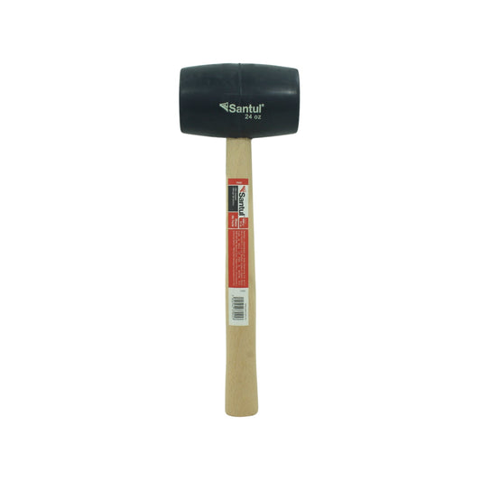 Mazo de hule Santul negro 24 oz con mango de madera para golpes suaves y trabajos delicados