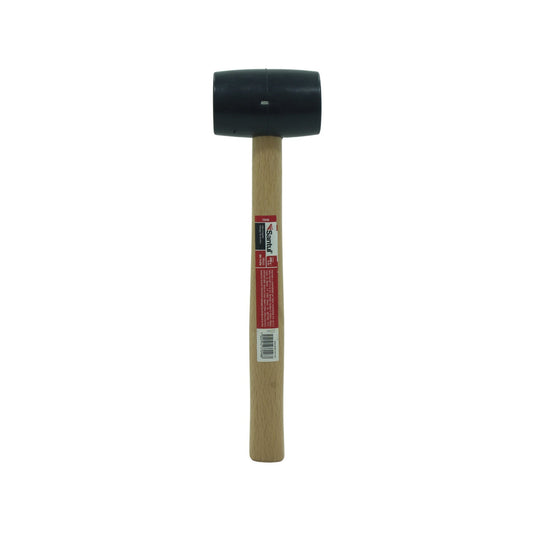 Mazo de hule Santul 7048 de 8 oz con cabeza negra y mango de madera para trabajos delicados de ferretería.