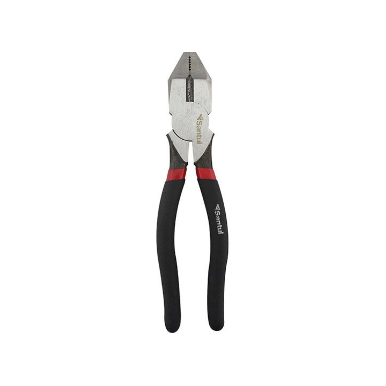Pinza de electricista Santul 8 pulgadas, uso rudo, con mangos ergonómicos negros y rojos