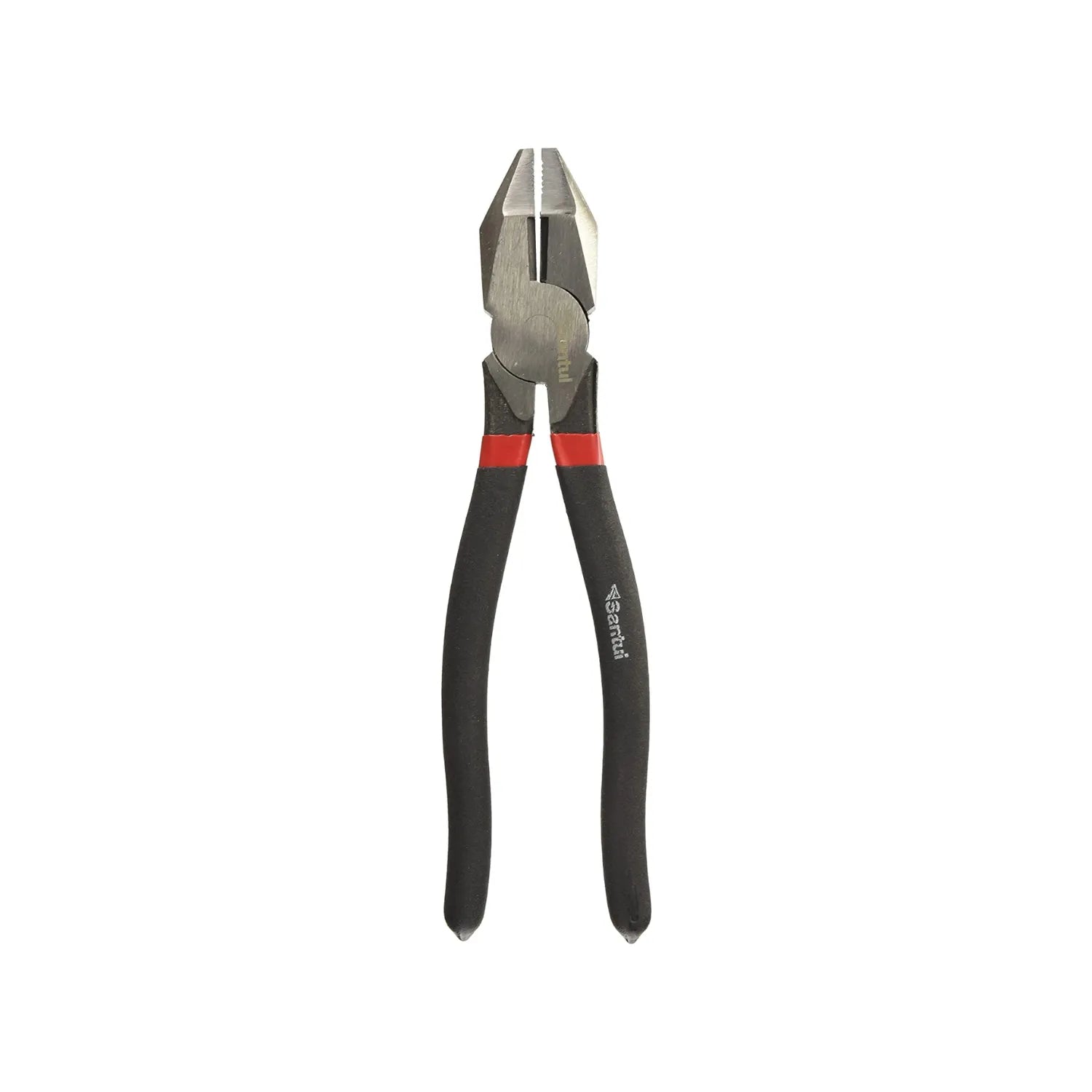 Pinza de electricista Santul 9" uso rudo, mangos ergonómicos negros y rojos, para corte y sujeción