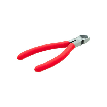 Pinza de corte diagonal con mangos rojos. Herramienta de corte para alambre, electrónica y electricidad.