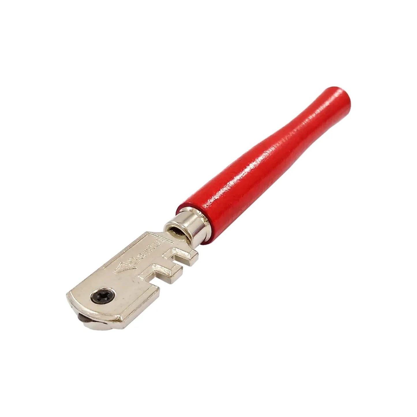 Cortador de vidrio Santul con mango rojo para cortes precisos en cristal y espejos.