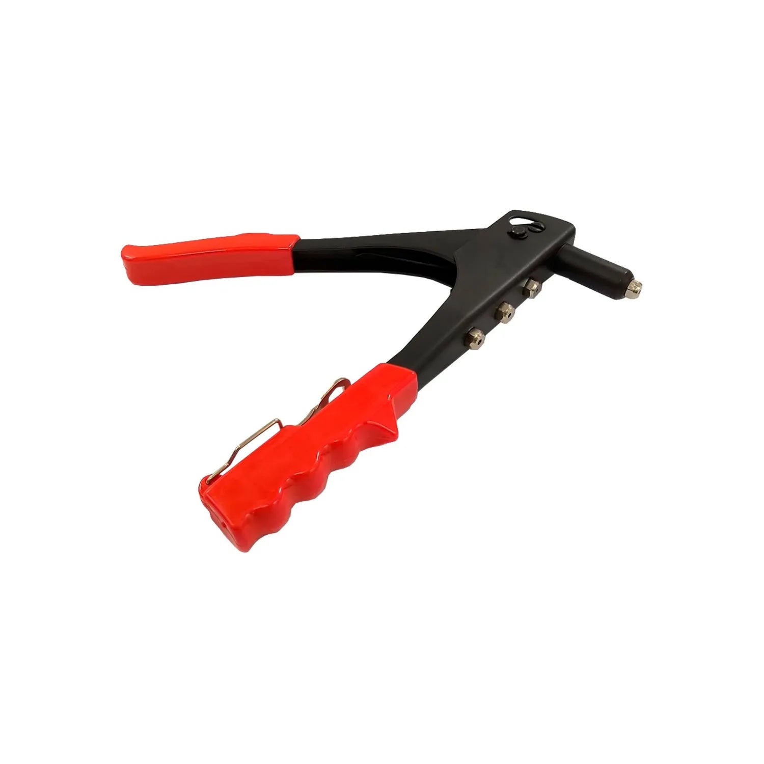 Remachadora manual Santul 10 pulgadas negra con mangos rojos ergonómicos y boquillas intercambiables