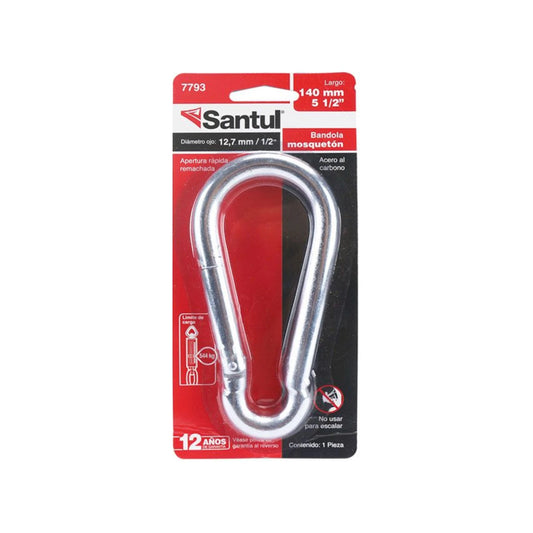 Bandola mosquetón 1/5"x5 1/2" acero Santul 7793