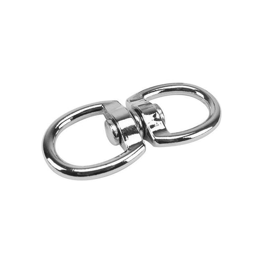 Destorcedor metálico giratorio con dos anillos ovalados para conectar cadenas, cables o cuerdas