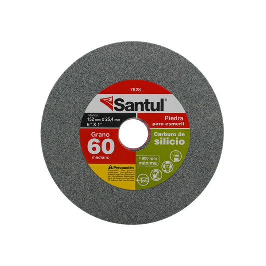 Piedra para esmeril 6" grano 60 ancho 1" Santul 7828