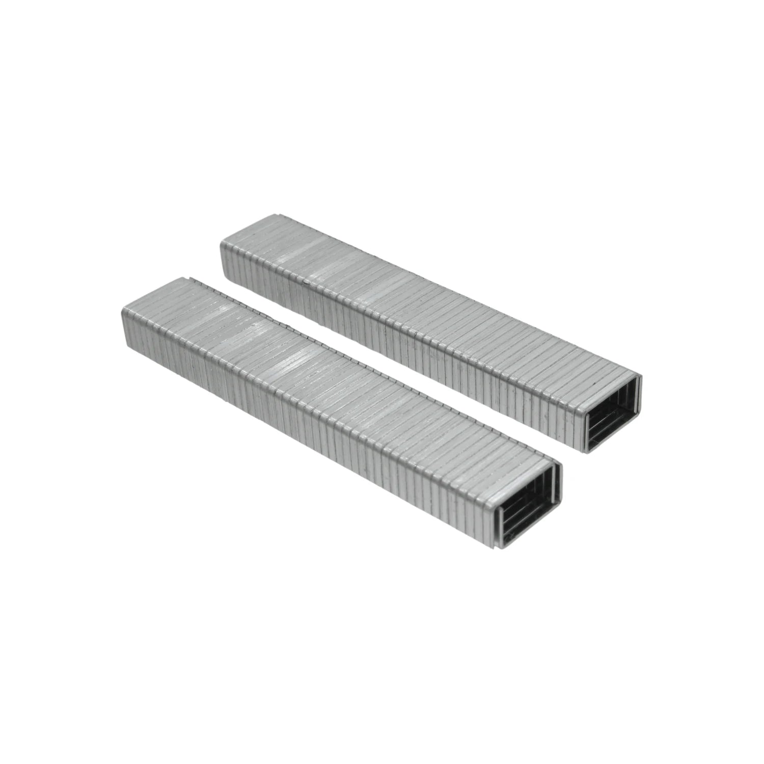 Grapas de acero para engrapadora, dos tiras metálicas color plata