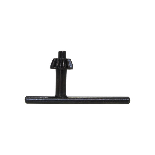 Llave para broquero de taladro negra metálica. Herramienta con engranaje para ajuste de brocas