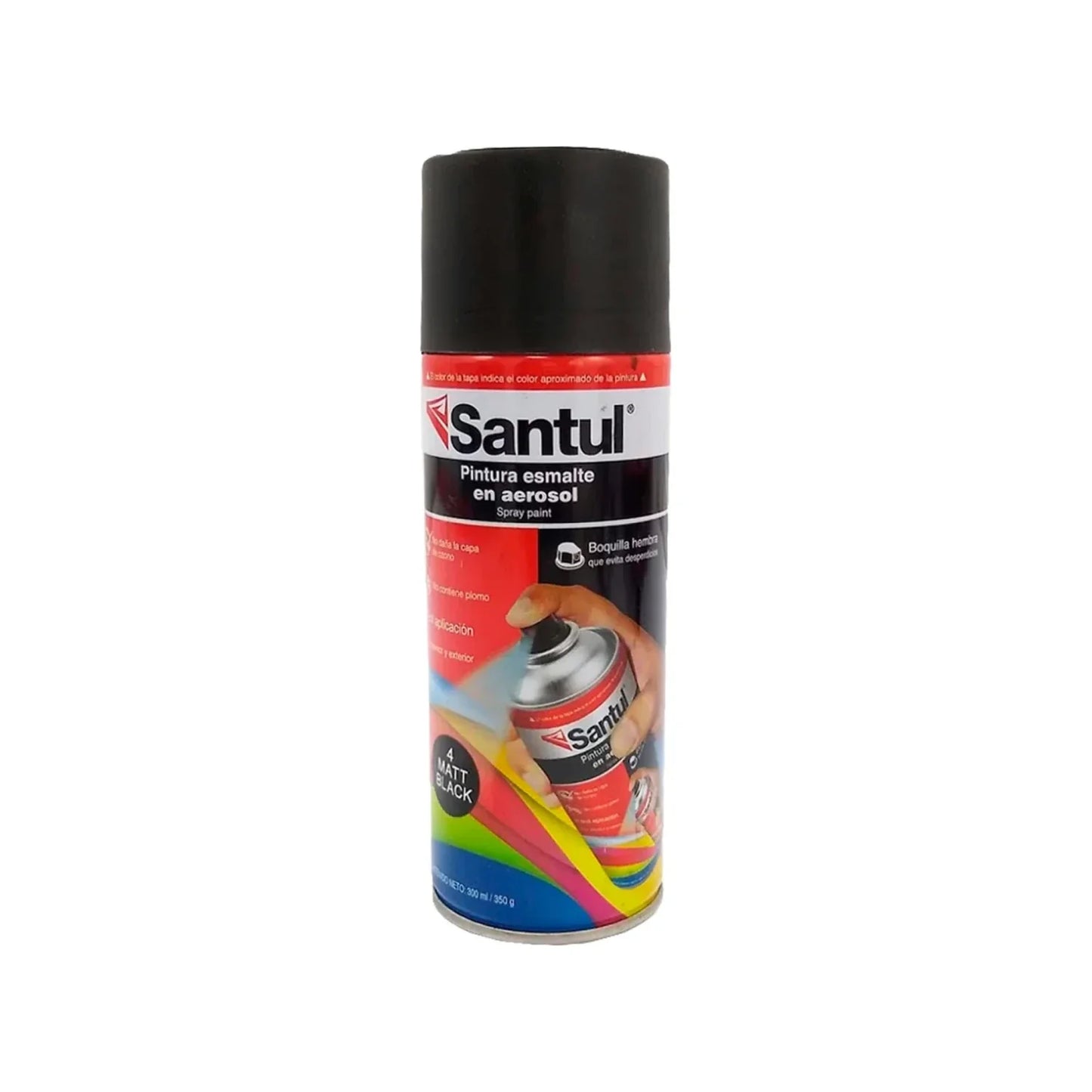 Pintura en aerosol negro mate 300 ml Santul 8821