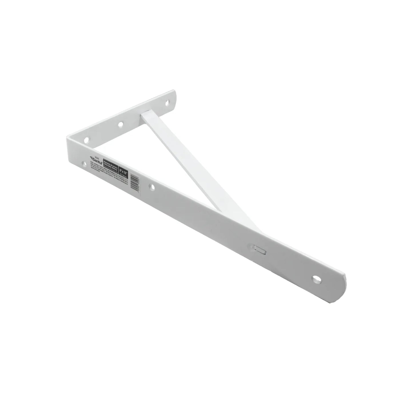 Ménsula de acero blanca reforzada 8 x 12 pulgadas Santul para soporte de estantes y repisas.