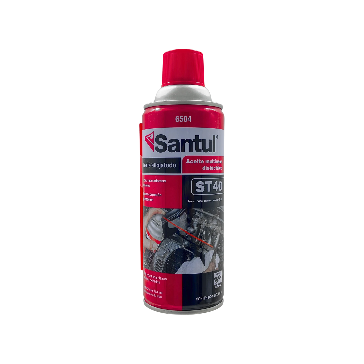 Aflojatodo Santul ST40 400ml, lubricante dieléctrico multiusos en aerosol rojo para aflojar y proteger