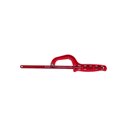 Arco con segueta de 12 pulgadas rojo, mango de plástico, sierra manual para corte de metal