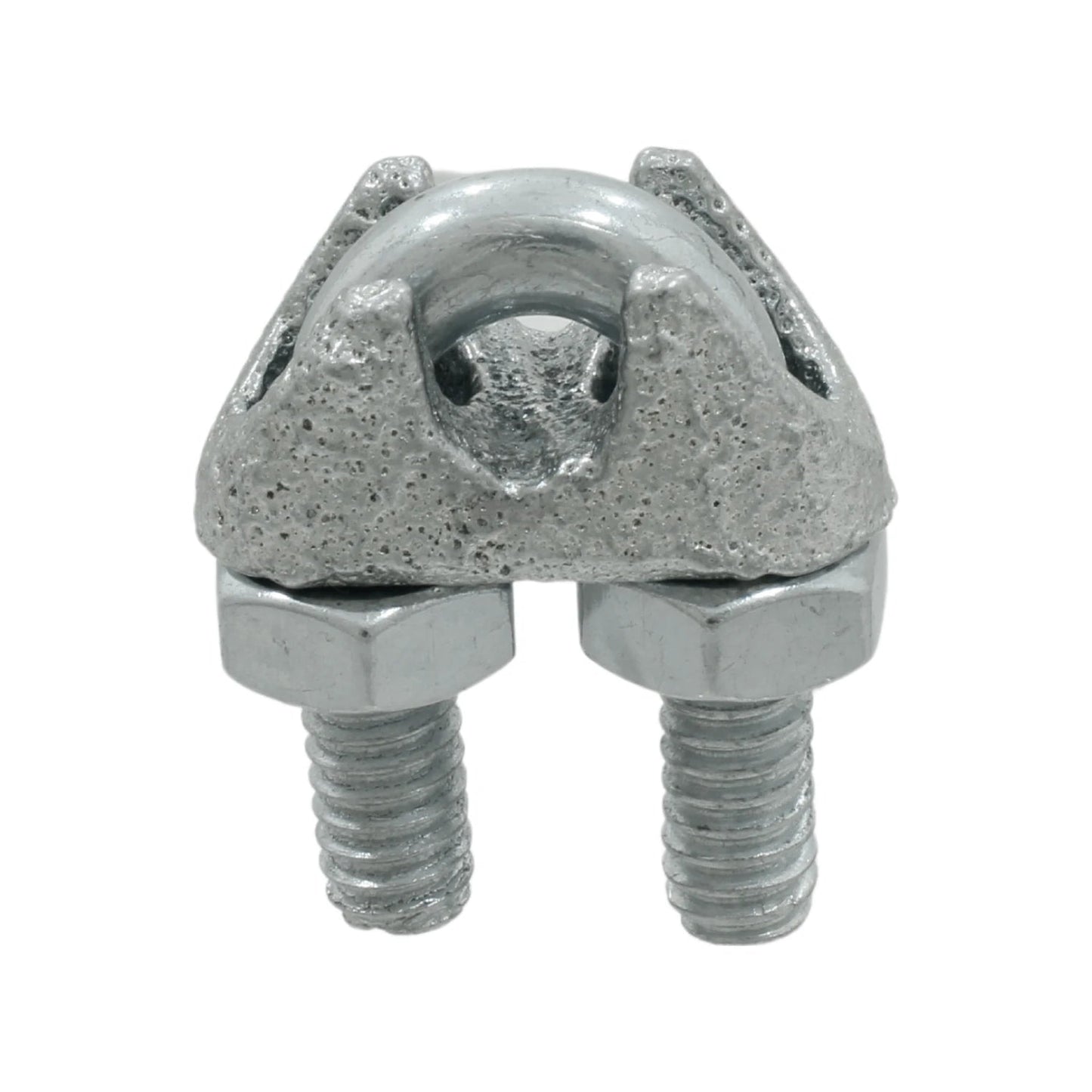 Nudo para cable de acero galvanizado en caliente, con perno en U y tuercas, para sujeción firme.