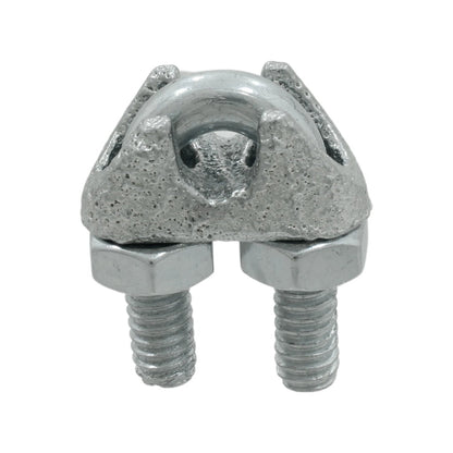 Nudo para cable de acero galvanizado en caliente, con perno en U y tuercas, para sujeción firme.