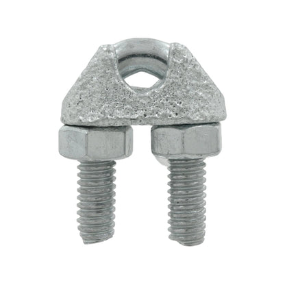 Nudo prensa cable galvanizado 1/4 pulgada para sujeción segura de cables de acero, tipo abrazadera con tuercas.