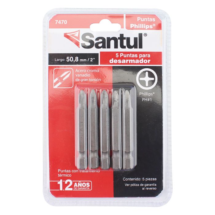 Puntas para desarmador Phillips 5 piezas Santul 7468