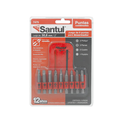 Juego de puntas 9 piezas para desarmador Santul 7475