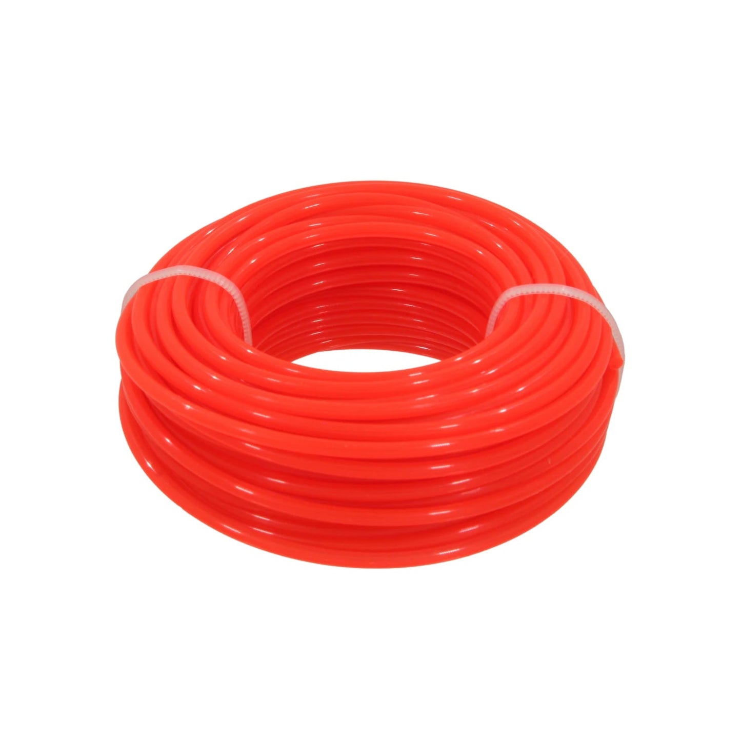 Hilo de desbrozadora naranja brillante 2.4mm, en rollo. Repuesto resistente para corte de pasto y jardín.