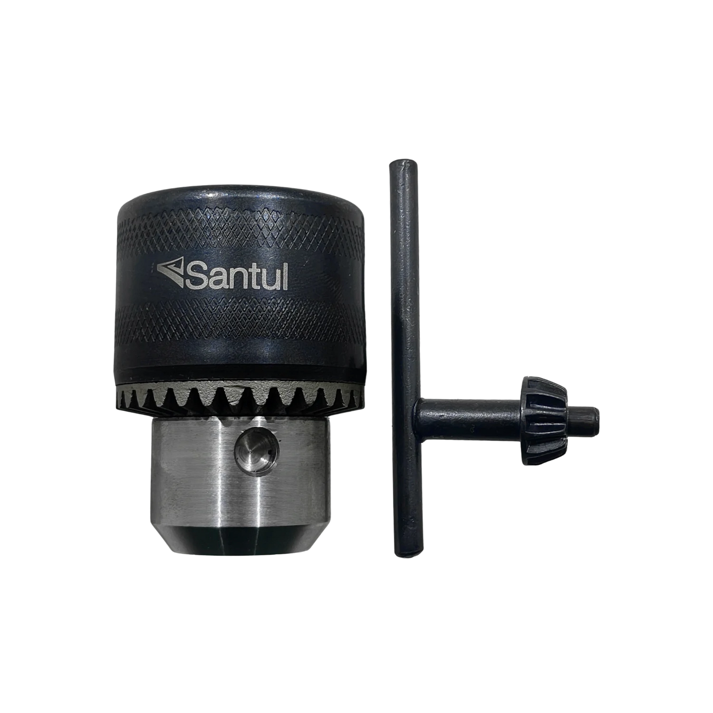 Broquero Santul 1/2 pulgada con llave de ajuste para taladros, color negro y plata