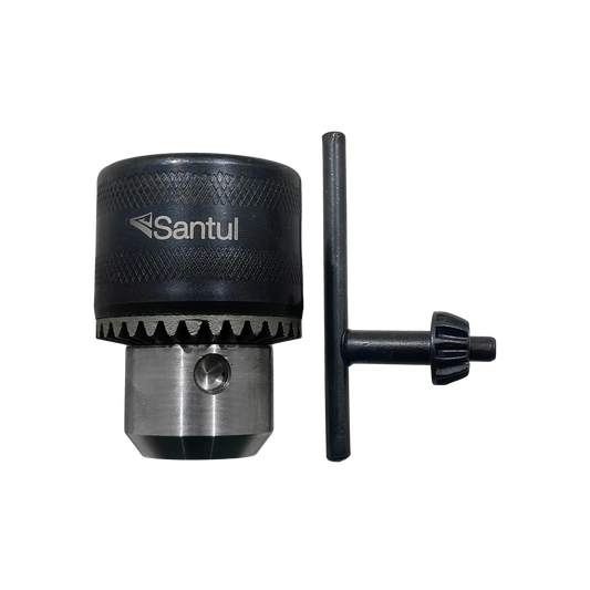 Broquero Santul 1/2 pulgada con llave de ajuste para taladros, color negro y plata
