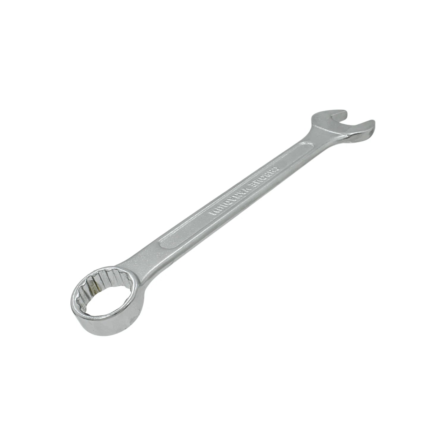 Llave mixta con boca fija y estrella, acero cromo vanadio con acabado cromado para taller.