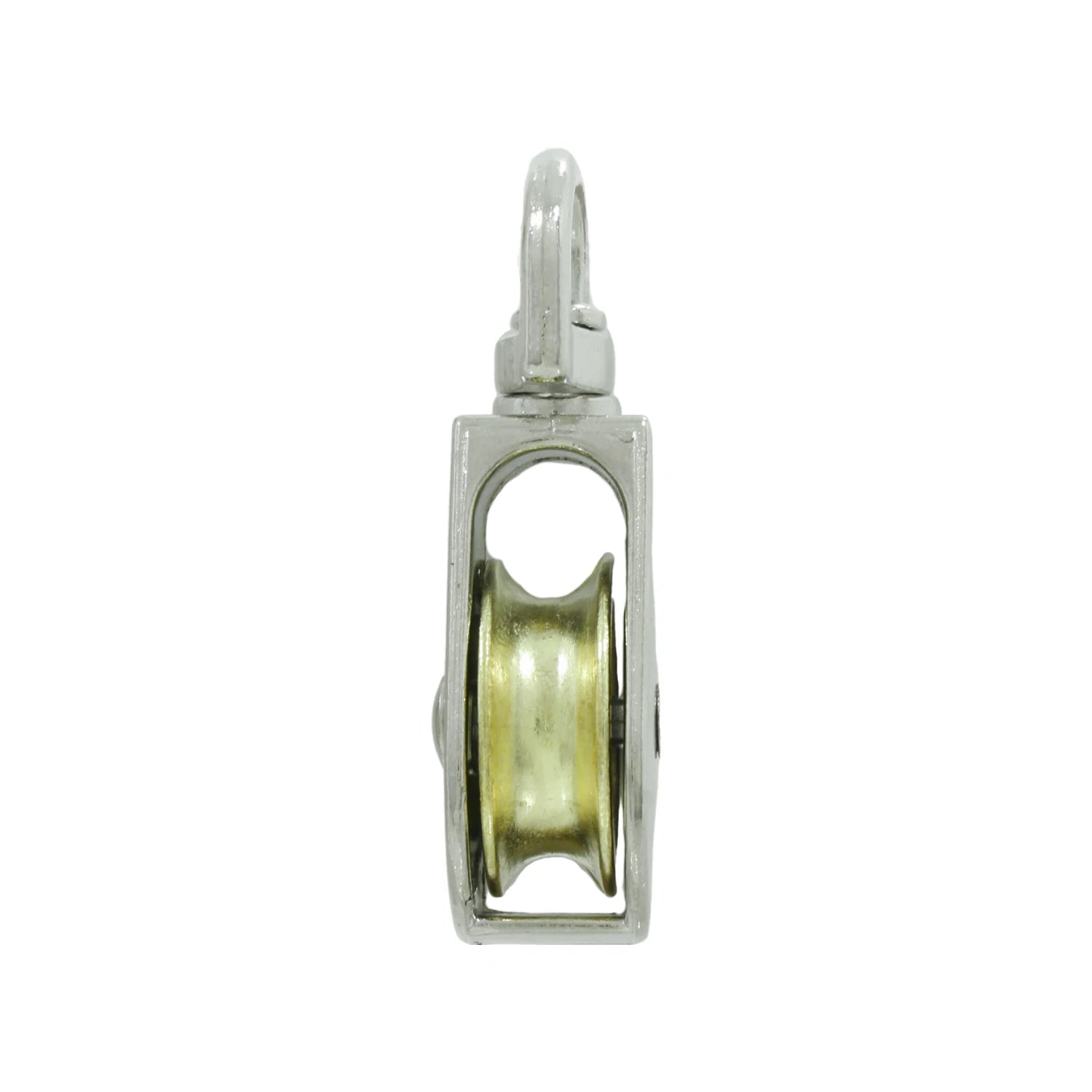 Garrucha simple de metal con polea de latón y ojo giratorio para elevación de carga