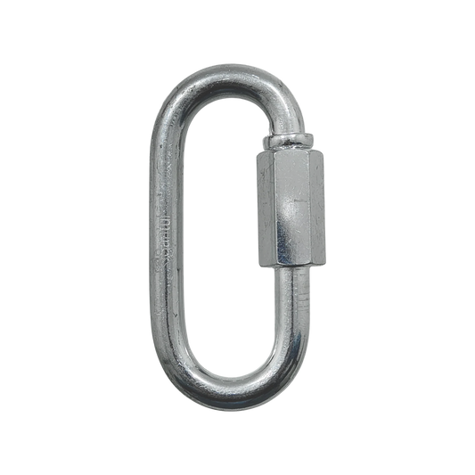 Bandola con seguro ovalada de acero galvanizado 1/4x2 1/2 para unir cadenas y cables